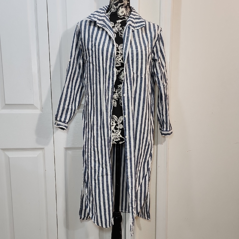 Blue And White Striped Duster S/M
